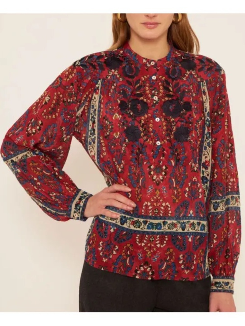 Antik batik Tamir Embroidered Cotton Crepe Blouse